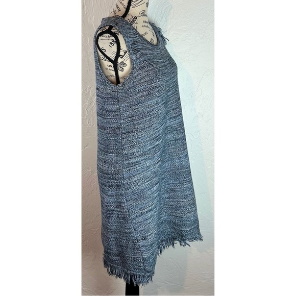 Anthropologie Holding Horses Blue Knit Sweater Dress Fringe Tweed Boho, size XS - Picture 4 of 12
